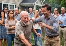 Fifteen people watched my son-in-law shove me against a burning grill, yet three of them later told police I had fallen. My daughter repeated the same lie and demanded that I transfer my house to them. “You’re old, alone, and confused,” Derek said confidently. He believed he had erased the evidence. What he didn’t know was that I had already uncovered the forged deed, the stolen money, and their plan to place me in assisted living.
