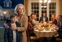 I came to surprise my son on Thanksgiving—and found my twelve-year-old grandson shaking outside in 8°F weather, wearing only a T-shirt and shorts while everyone inside ate turkey. I wrapped him in my coat, kicked open the door, and said, “Pack your bags. This ends tonight.” My son went pale. His wife dropped her fork. But they had no idea I had already made one phone call before walking inside.
