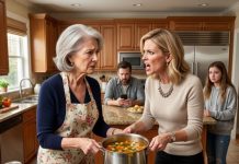 My daughter-in-law ripped the soup pot from my hands and screamed, “Who cooks like this? You’re useless!” My son stared at his phone and pretended not to hear. Five minutes later, a violent crash shook the kitchen. When he ran inside, I was standing beside a demolished wall, holding forged documents that transferred my house and company to them—but the final envelope revealed Vanessa planned to betray him too.