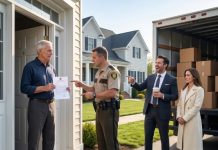 My son-in-law pointed at my daughter the moment investigators surrounded the house. “It was her idea!” he screamed. She stared at him in horror. “You told me my father signed everything!” Their perfect plan collapsed in three seconds. I watched quietly as handcuffs closed around his wrists, then leaned close and said, “You believed I was too old to fight back.” But the forged eviction notice was only the beginning of what the police found.