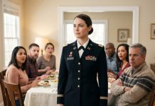 “YOU CALL YOURSELF A SOLDIER?” my father laughed as everyone at the table joined him. I stayed silent until his old army friend walked in, saw the insignia on my uniform, and suddenly froze. “Sir… do you know what rank your daughter holds?” My father smirked. “Why?” The man stood straight and saluted me. “Colonel.” My father’s smile vanished. But that wasn’t even the most shocking part.
