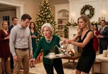 On Christmas Eve, my daughter-in-law struck me with a teapot and sent me crashing beneath scalding tea. My son looked down at my burned arms and asked, “Is the hardwood floor damaged?” I said nothing—because the security camera above him had recorded everything. While they continued entertaining their guests, I called my attorney and whispered, “Activate every clause.” By sunrise, they would discover whose house they were really standing in.