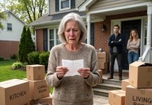 My son and his wife smiled when they locked me out of the house I built. They thought the old woman carrying boxes was defeated. But behind my silence was a secret they never discovered. I had protected my future for years, and I had proof of everything they did. When I walked into that family meeting with my lawyer beside me, their smiles turned into fear.