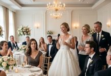At my sister’s wedding, she raised her champagne glass and laughed, “She’s just the janitor. Who would ever marry her?” My mother added, “She’s our biggest disappointment.” The ballroom erupted in laughter. I stayed silent—until the groom’s father stood up and said, “Actually… Emily owns the company that manages twenty-three of our medical facilities.” My mother went white. My sister collapsed. But that wasn’t the worst thing about to be exposed.