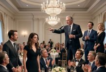 At my father’s retirement party, he raised his glass and declared, “Only the children who truly make me proud are mine.” When the ballroom erupted in applause, he pointed at me and added, “Clara, you can leave.” I slowly stood—then my husband rose beside me and ordered security to lock every door. The screens behind my father suddenly went black… and his celebration became a public trial.