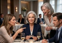 My daughter-in-law snapped, “If you hate my mother’s jokes, then pay the bill!” Her mother laughed, “Women like you belong in cheap diners with laminated menus.” I smiled, paid the entire $1,800 bill, and walked away. They thought they had humiliated me. They had no idea I owned the restaurant—and the entire building beneath it. But what I did next made their laughter disappear.