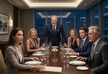 My father raised his glass and announced, “We’re giving the entire $80 billion deal to Henry. You’re out.” My mother laughed like my exile was already settled. I looked at them and asked, “So you sold the company without my patents?” She smirked. “The business is already sold.” Then the buyer slowly stood and said, “Actually… no, it isn’t.” That was when every face at the table changed.