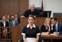 They thought the waitress uniform proved I was stupid. My parents laughed, their lawyer laughed, and then the judge joined them. “She wants to manage a hundred-million-dollar estate?” he mocked. That was when I realized they felt completely safe. So I stood, pulled out my law license, and said, “I’m a Harvard-trained attorney. And while all of you were laughing at me, I was documenting everything.” The judge’s face suddenly lost all color.