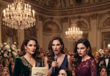 At my fiancé’s high-society engagement gala, his mother splashed red wine across my dress, sneering, “A penniless orphan will never join our bloodline!” Guests laughed as I sat humiliated in silence. But before she could kick me out, three billionaire women stood up, commanding the room. One stepped forward and coldly announced: “Touch our missing sister again, and we’ll bankrupt this family by midnight.”