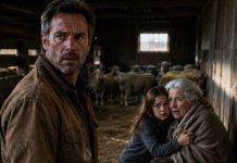 “Dad, don’t go inside!” my daughter screamed as I found her shivering beside my ninety-one-year-old mother in the freezing sheep barn. Inside my farmhouse, my brother was drinking champagne and telling strangers, “This place belongs to me now.” I stared at the forged deed he threw at me and quietly said, “You’re right. I’ll leave.” He smiled—never realizing I had just started recording everything.