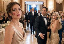 At my husband’s company gala, his secretary wrapped her arm around him and called me a pathetic wife. When i told her to step away, my husband slapped me in front of 400 employees. The room erupted in laughter. I wiped my face, sent one message, and whispered, “Dad… It’s time.” Ten minutes later, the ballroom doors opened—and every executive stood up.