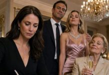 My husband slid the divorce papers across the table while my younger sister sat beside him wearing my wedding necklace. “Sign it, Helena. Take what little you’re offered and leave,” he said. I didn’t cry. I simply signed every page and pushed the papers back. Then my mother-in-law read one hidden clause, turned ghost-white, and whispered, “Daniel… what have you done?” I smiled, because they were finally about to learn why I never begged.