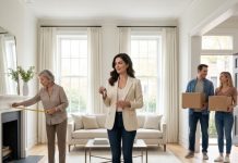 My mother was measuring my apartment for my brother when my five-year-old son ran in shouting, “Mommy! Daddy said the pizza is here!” She dropped the tape. “You… you have a child?” Behind him, my husband entered carrying our newborn. Mom stared in horror. She thought I was still the lonely daughter she could control. Then I said six words that changed everything: “Tell Mark not to move in Saturday.”