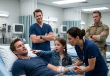 I was barely conscious when I heard my eight-year-old daughter scream, “Check his left arm! Please, something’s wrong!” The doctor laughed and called her frightened—until the nurse rolled up my sleeve and the entire room went silent. My arm was turning purple, my pulse was disappearing, and two fresh puncture marks sat beneath the bruising. But what terrified me most wasn’t the injection. It was the man watching from the doorway.