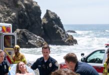 I stared at the beach, my heart pounding as I realized my two friends were nowhere in the water. “Where are they?” I whispered, scanning the empty shoreline. Minutes later, the police found my best friend wedged between the rocks, bruised, barely breathing, and with a broken leg. Blood stained her bikini. As I held her trembling hand, she opened her eyes and whispered, “It wasn’t an accident…” But who had done this—and why?