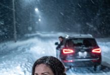 The snow was falling so hard I could barely see the road when my husband suddenly slammed the brakes. Before I could ask what was happening, he shoved me out of the car and locked the door. “You’re not coming with me anymore,” he said coldly. I screamed as he drove away, leaving me alone in the freezing darkness. He thought I would die that night—but he had no idea what I was carrying in my coat.