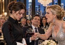 She poured red wine down my sleeve and laughed in front of the entire investor dinner. “Maybe now you’ll learn your place,” Vanessa sneered, while her executives joined in. I lowered my eyes and kept serving, because she had no idea the “waitress” she was humiliating had personally approved her company’s $42 million investment. Then the doors opened—and my chairman walked straight toward me.