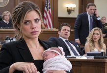 I walked into my divorce hearing carrying my 12-day-old daughter, only to learn that my husband was trying to take the very house intended for her future while his mistress sat beside him smiling as though victory was already guaranteed. Then he leaned back in his chair and said, “Sign the papers and walk away.” I calmly opened my purse, removed a single envelope, and watched his entire world begin to unravel the moment his attorney answered one phone call.